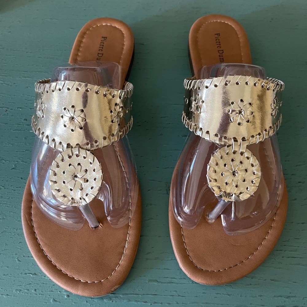 Gold Pierre Dumas (Jack Rogers knockoff) Sandals